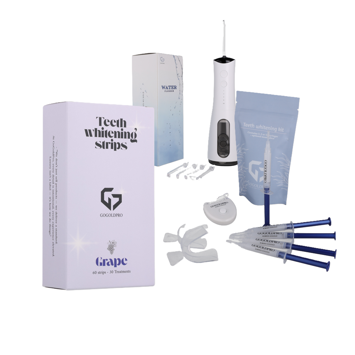 Teeth Care Bundle - Waterflosser + Teeth Whitening Kit + Teeth Whitening Strips