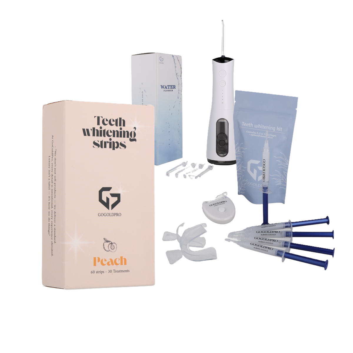 Teeth Care Bundle - Waterflosser + Teeth Whitening Kit + Teeth Whitening Strips