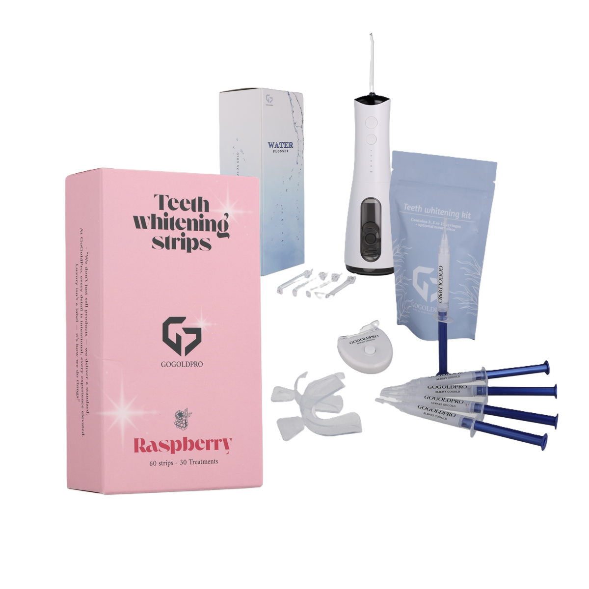 Teeth Care Bundle - Waterflosser + Teeth Whitening Kit + Teeth Whitening Strips