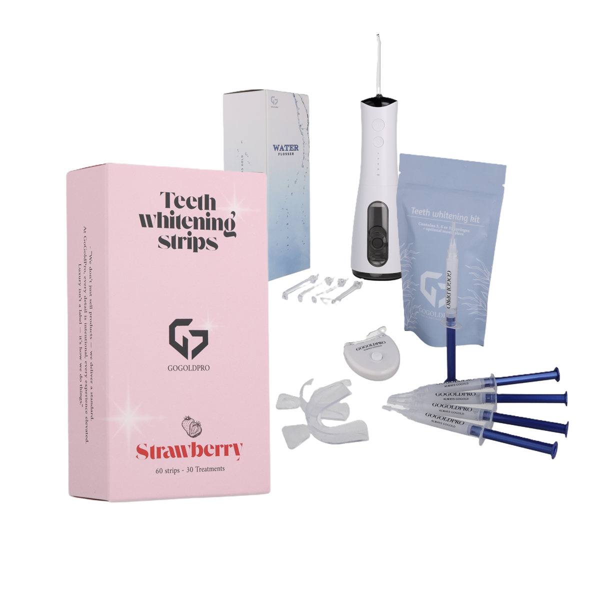 Teeth Care Bundle - Waterflosser + Teeth Whitening Kit + Teeth Whitening Strips